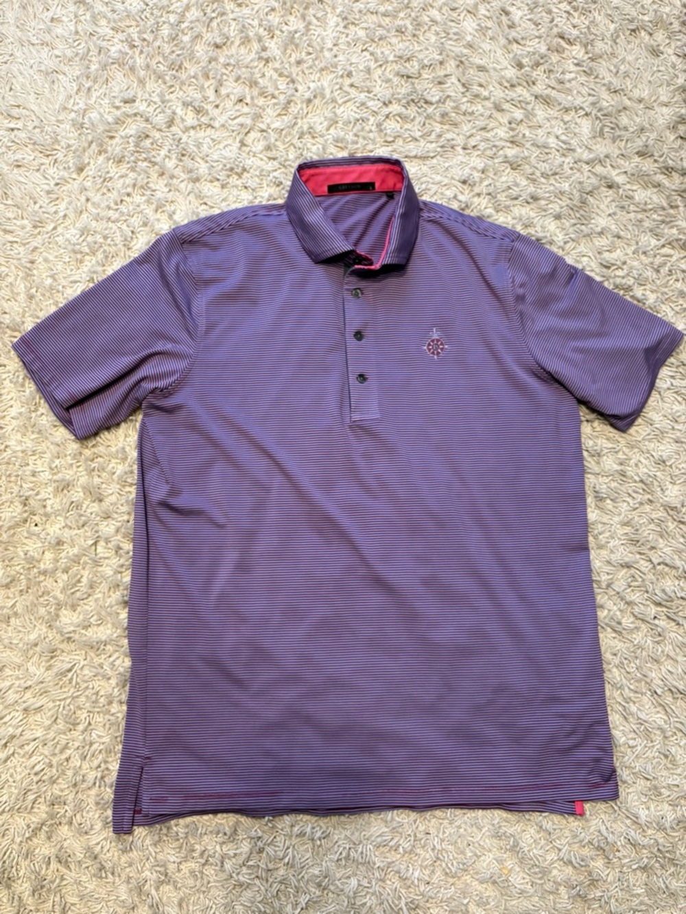 Greyson Purple Micro-Stripe Polo with Contrast Trim